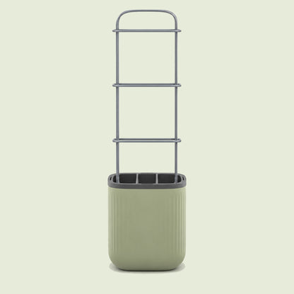 Self-Watering Tomato Planter with Adjustable Trellis on a soft green background