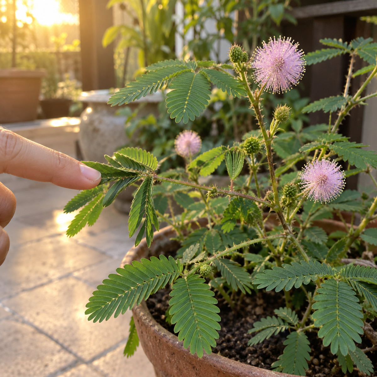 Sensitive Plant Seeds growing in a home garden