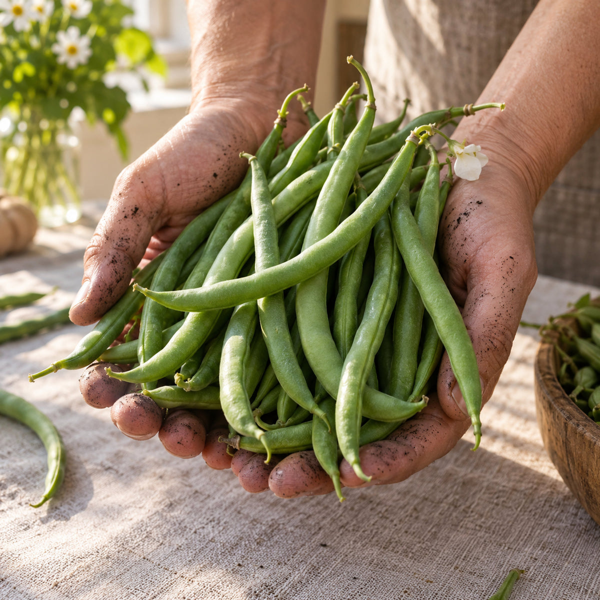 Seychelles Pole Bean Seeds harvest up close