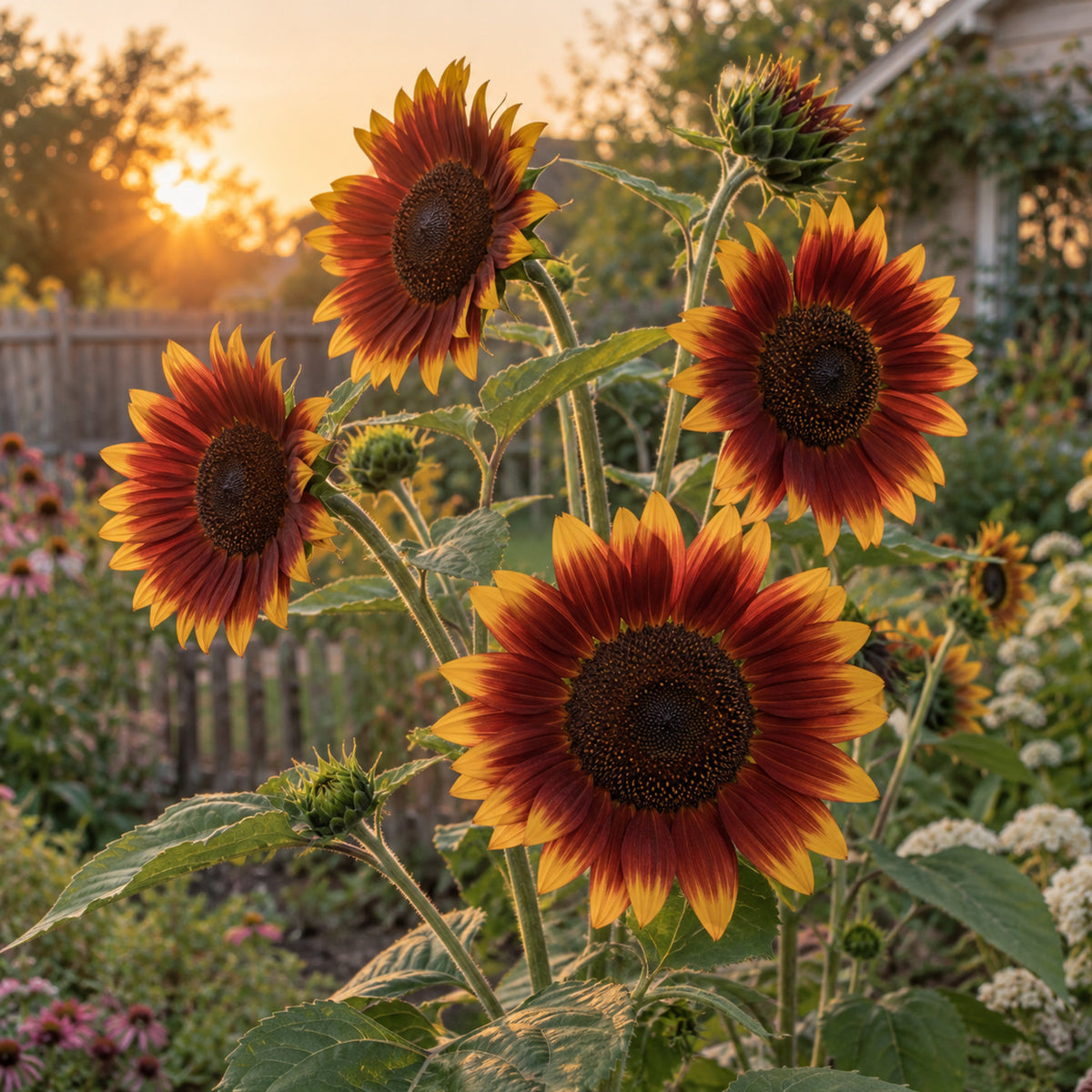 Shock-O-Lat Sunflower Seeds growing in a home garden