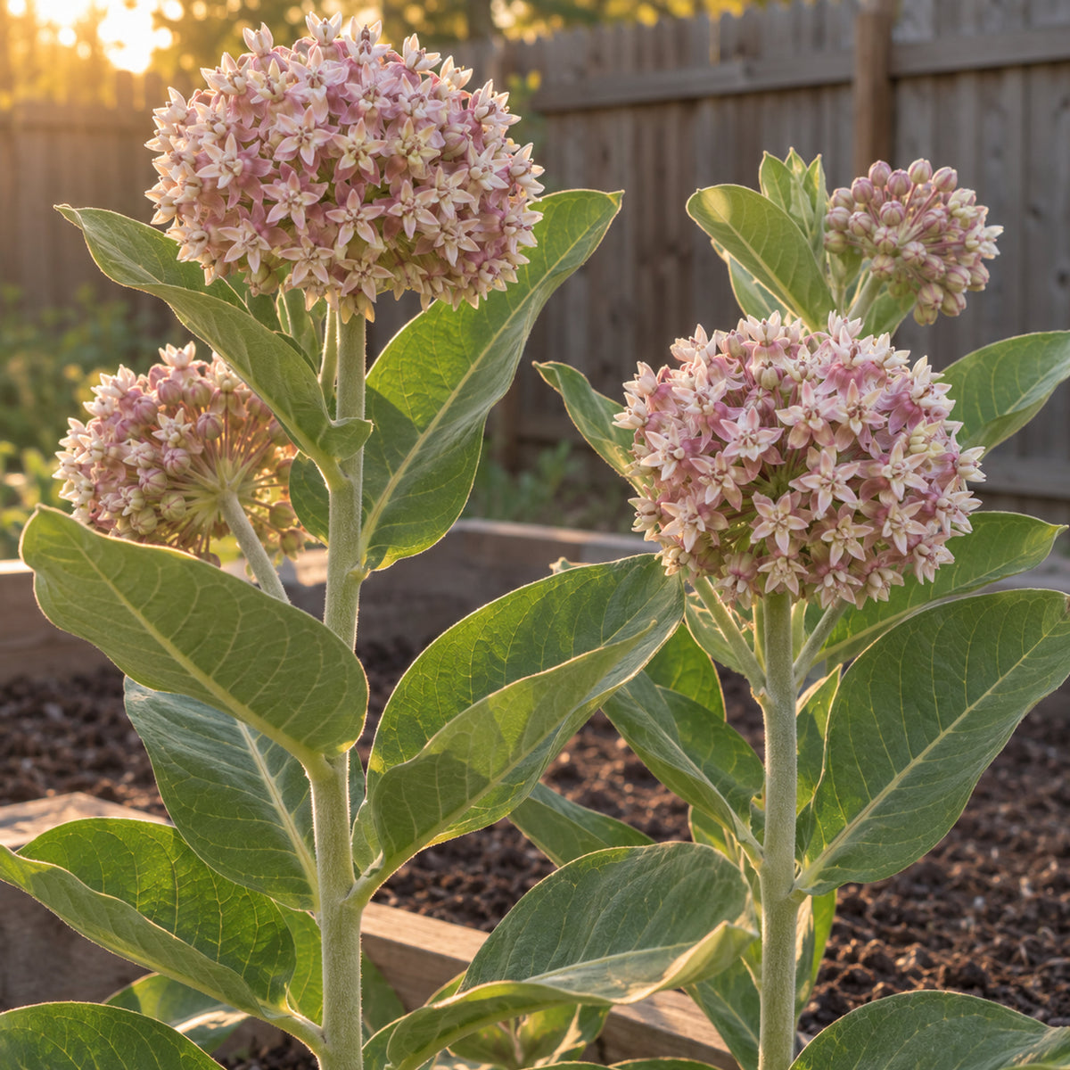 Showy Milkweed Seeds growing in a home garden