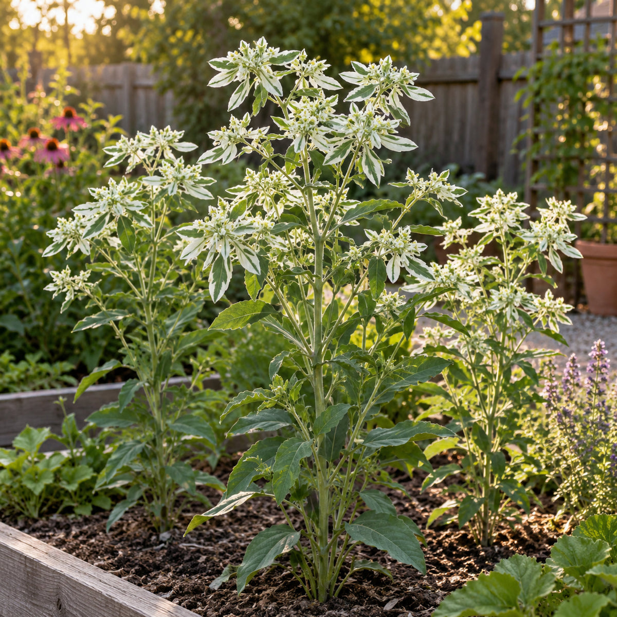 Snow on the Mountain Euphorbia Seeds growing in a home garden