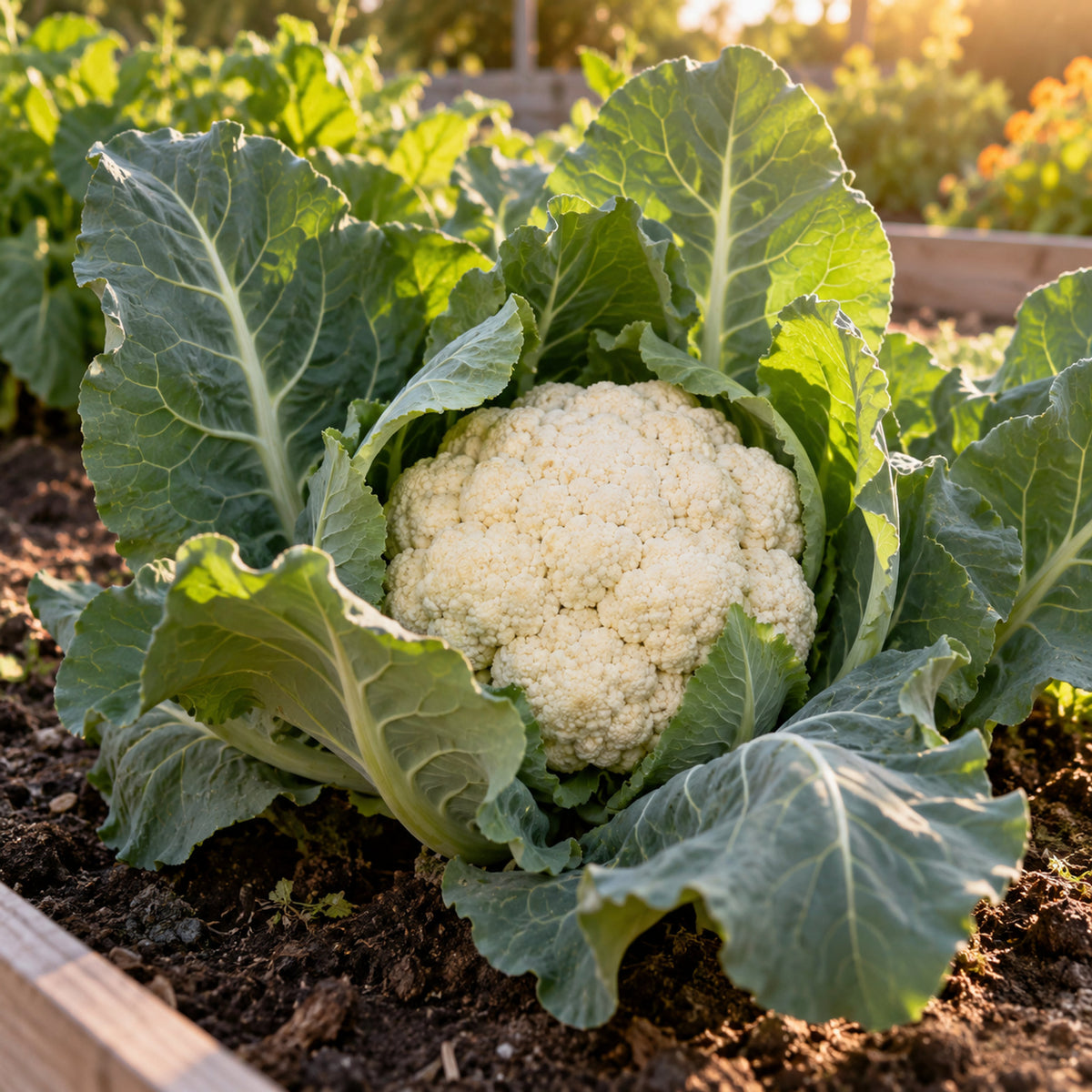Snowball Y Cauliflower Seeds growing in a home garden