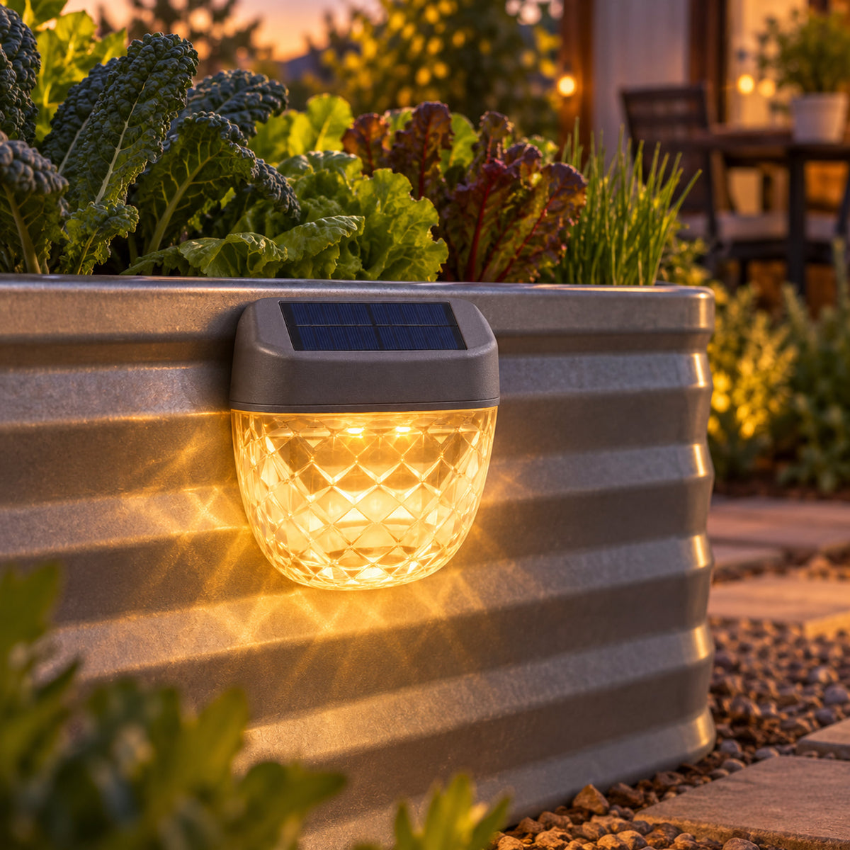 Solar Garden Light, Classic Mount in use in a home garden