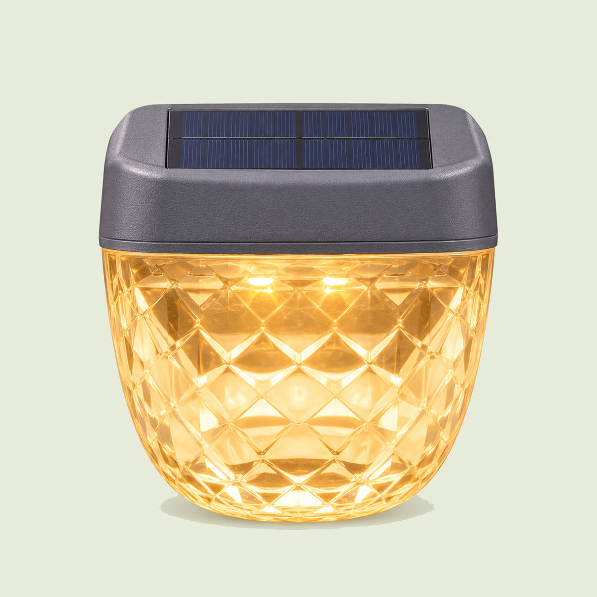 Solar Garden Light, Classic Mount on a soft green background
