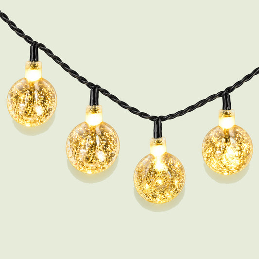 Solar String Lights on a soft green background