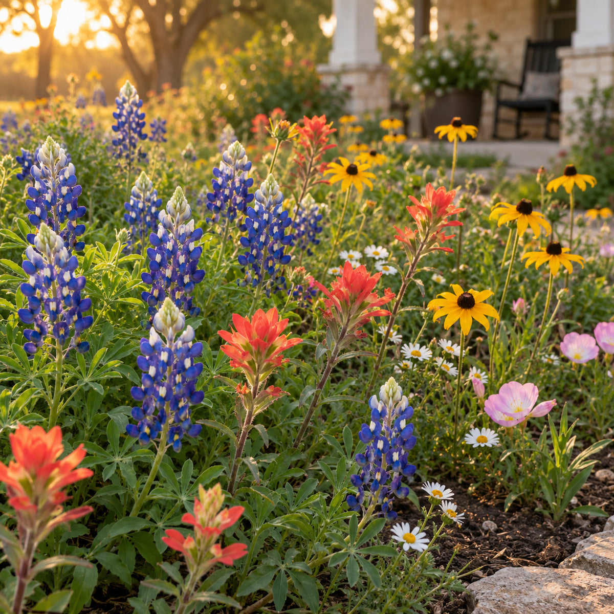 Southern Plains Flower Mix Seed Shaker growing in a home garden