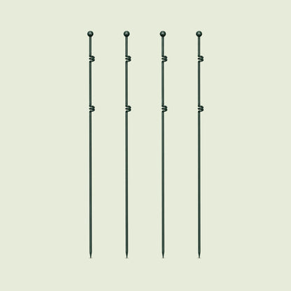 Spiral Garden Stakes, 4 Pack on a soft green background