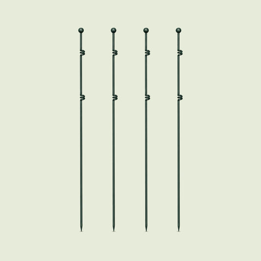 Spiral Garden Stakes, 4 Pack on a soft green background