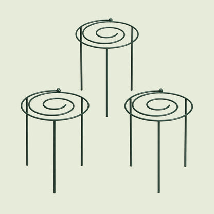 Spiral Grow-Through Plant Supports, 3 Pack on a soft green background