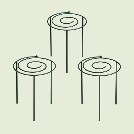 Spiral Grow-Through Plant Supports, 3 Pack on a soft green background