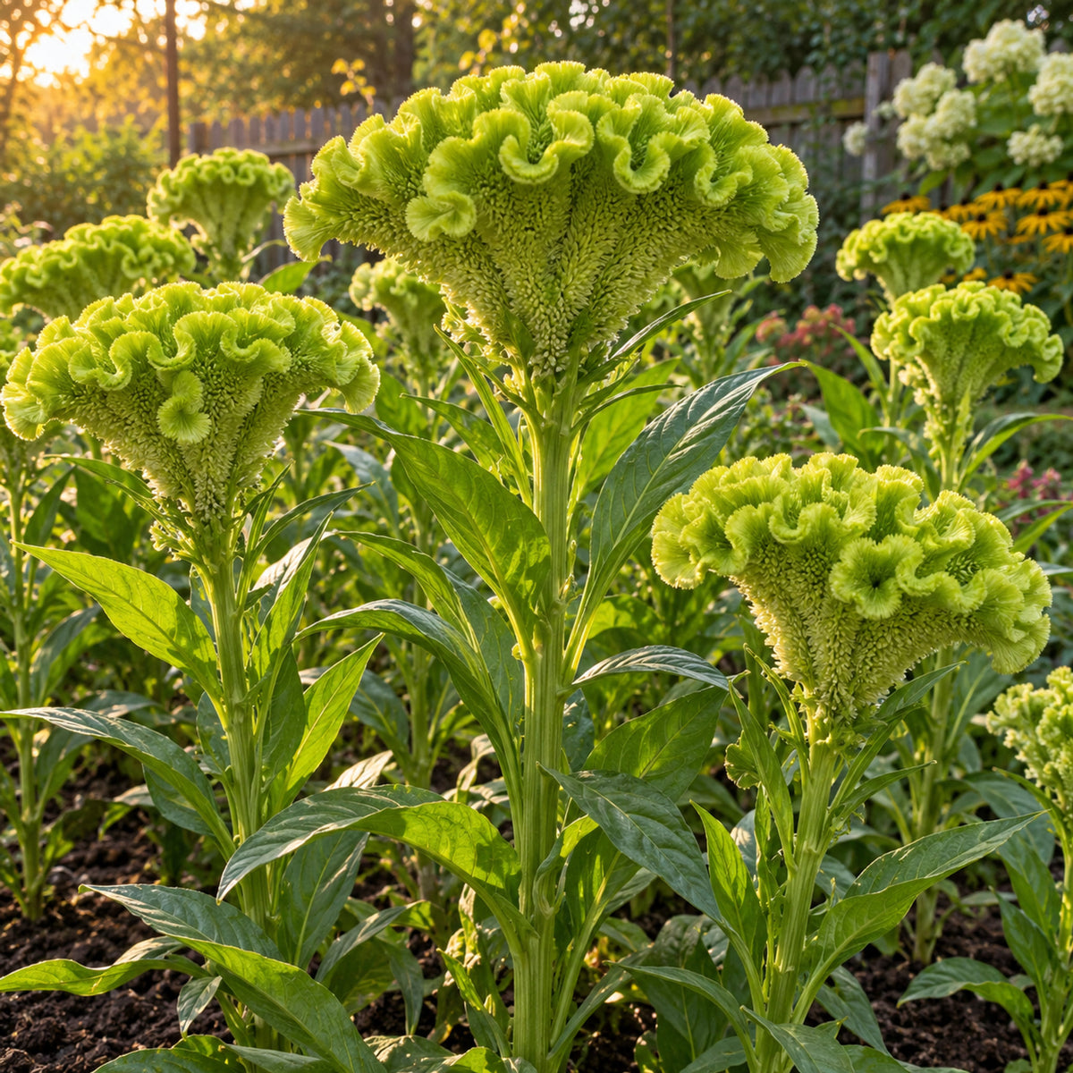 Spring Green Celosia Seeds growing in a home garden
