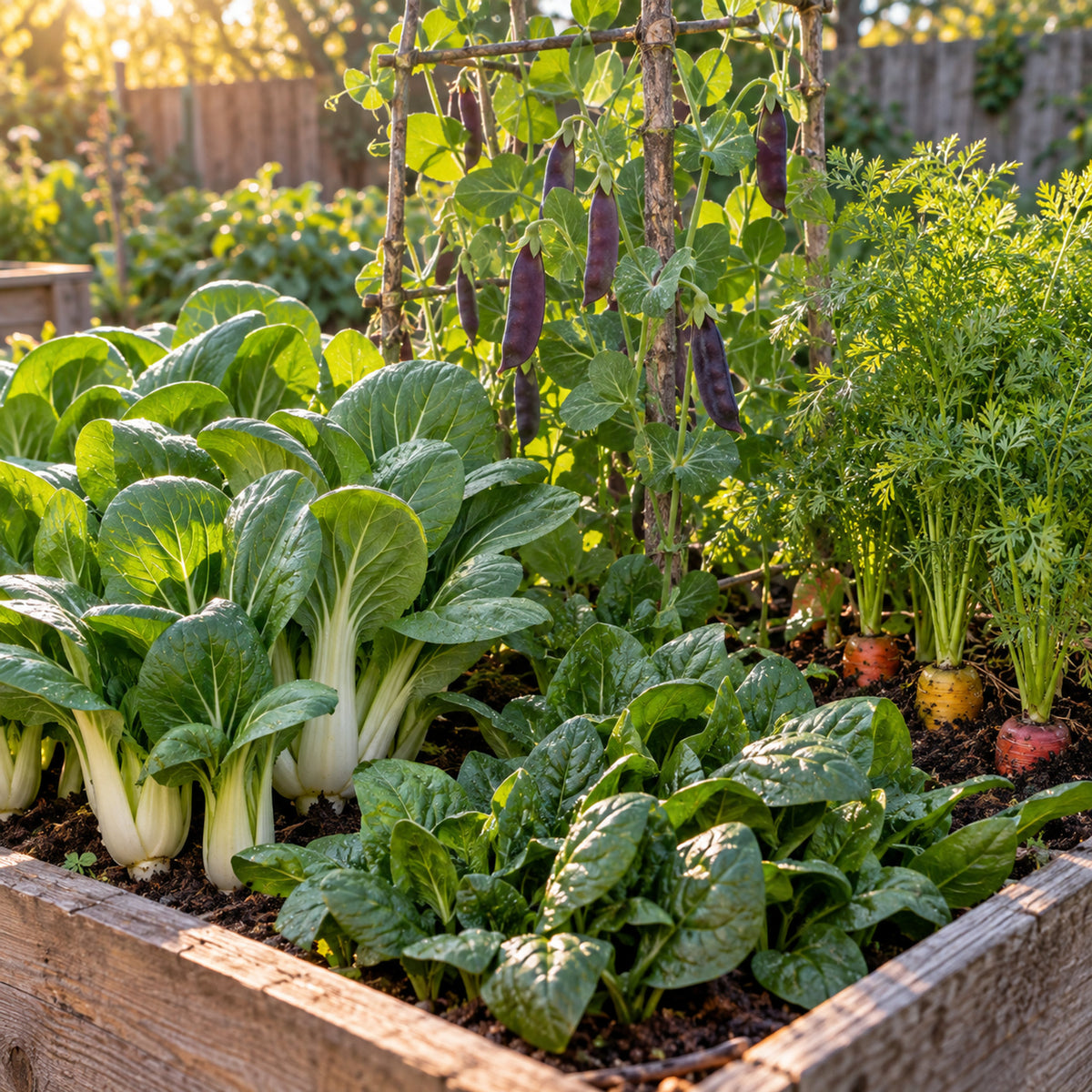 Stir Fry Vegetable Seed Bundle growing in a home garden