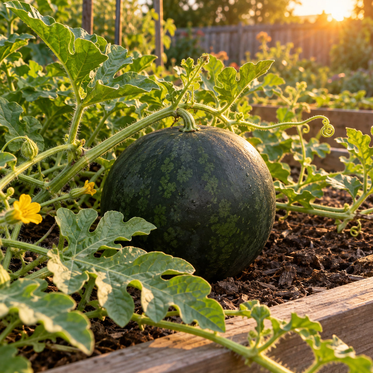 Sugar Baby Watermelon Seeds growing in a home garden