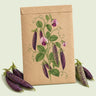Kraft seed packet illustrated with Sugar Magnolia Snap Pea, with fresh Sugar Magnolia Snap Pea beside it