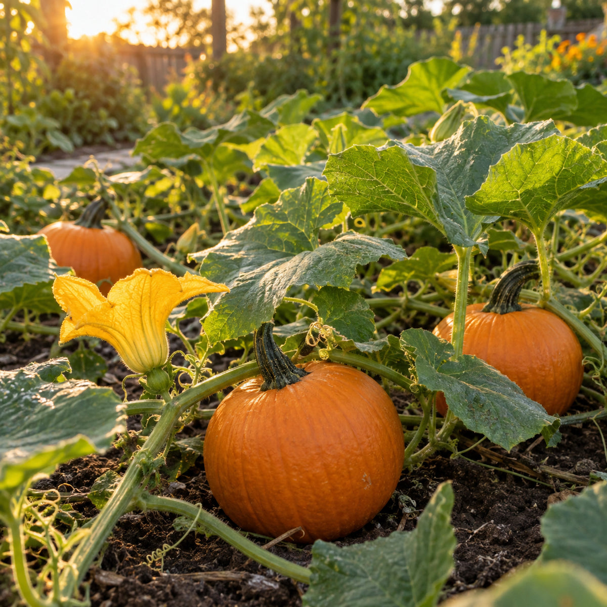 Sugar Pie Pumpkin Seeds growing in a home garden
