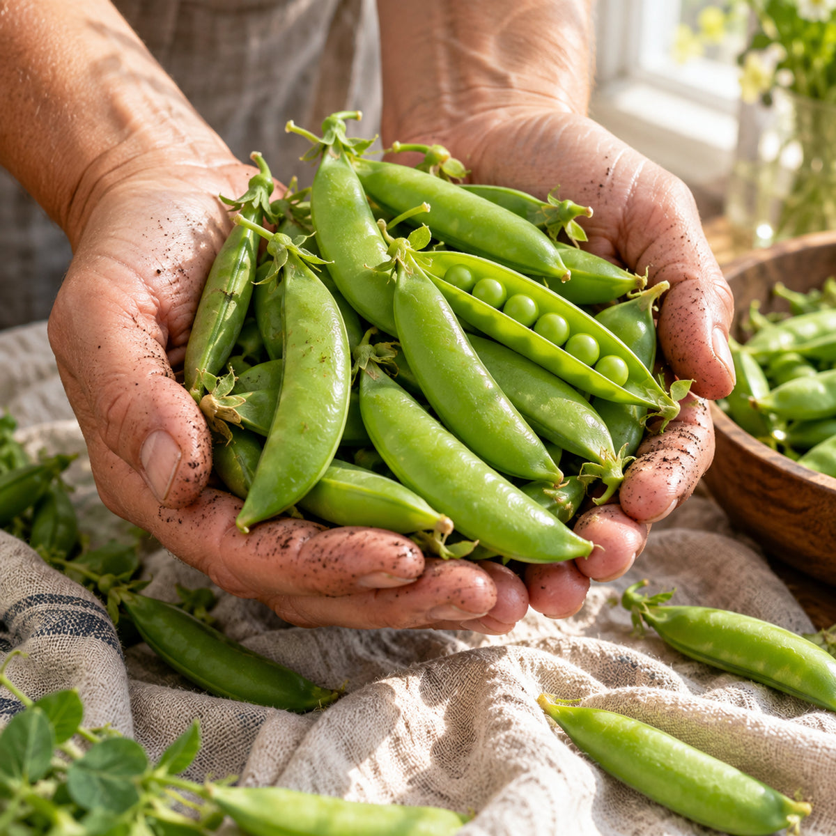 Sugar Snap Pea Seeds harvest up close