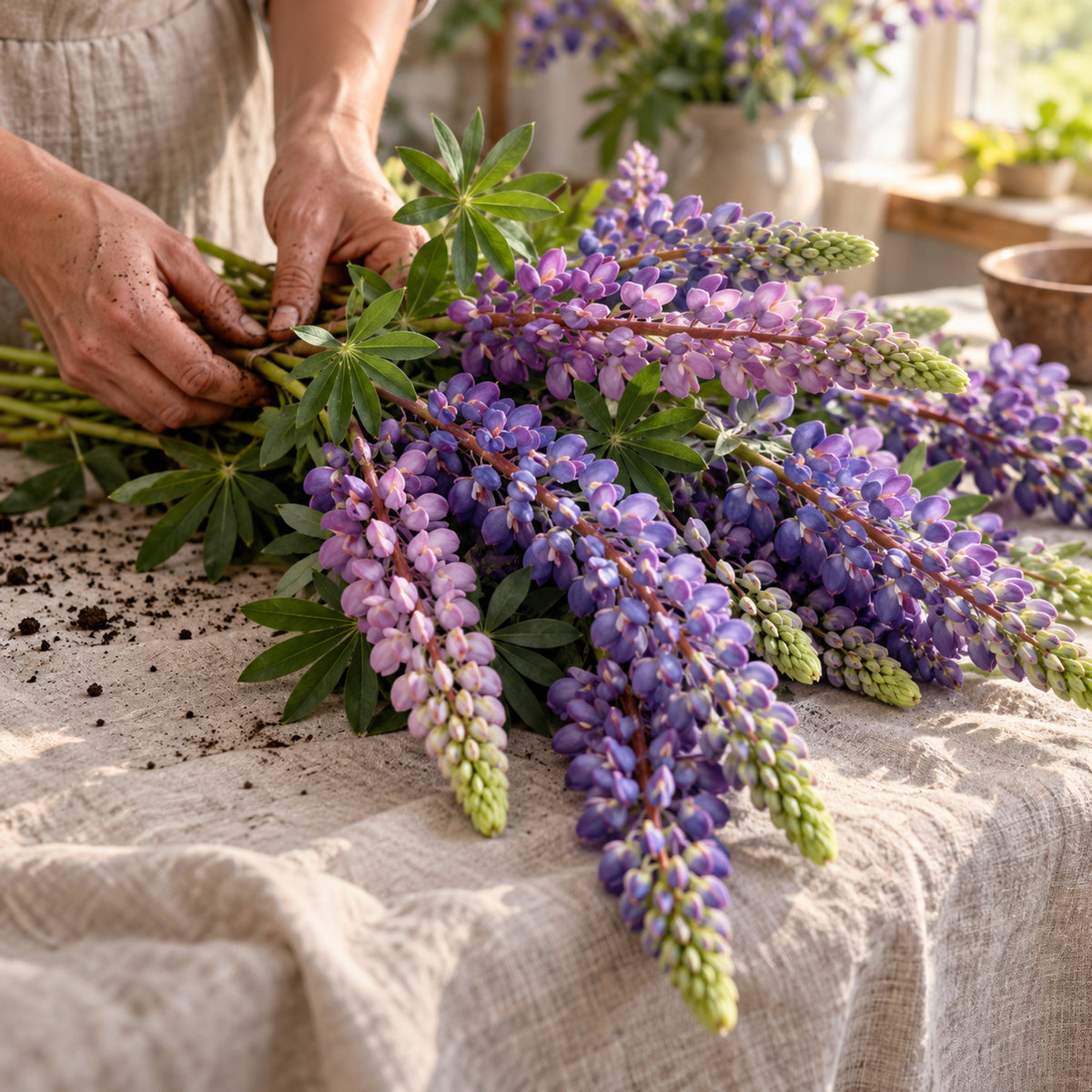 Sundial Lupine Bluebonnet Seeds harvest up close