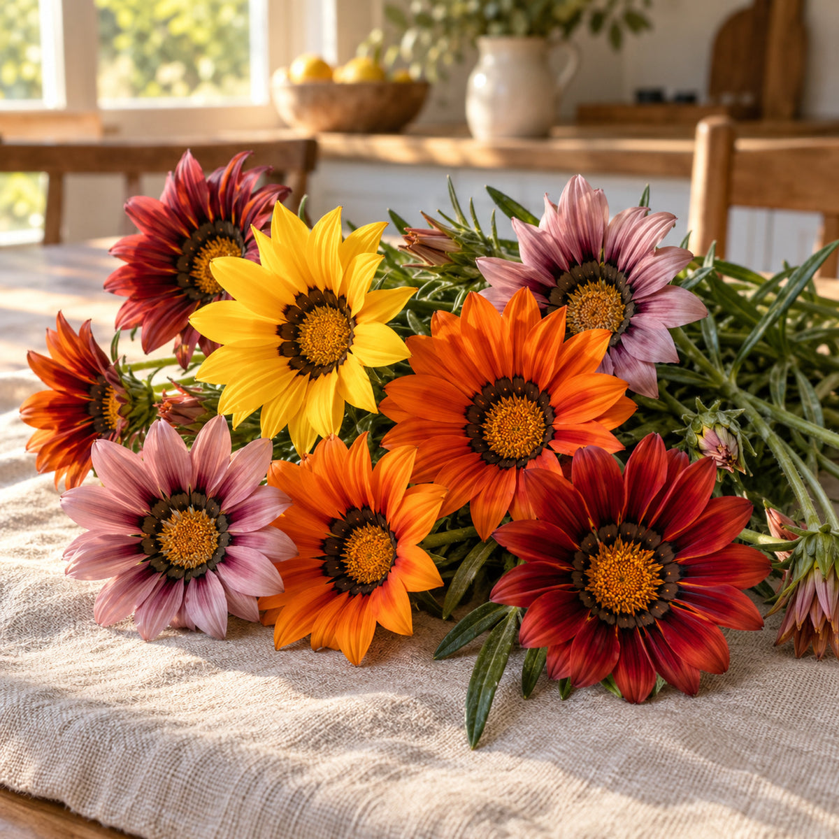 Sunshine Gazania Blend Seeds harvest up close
