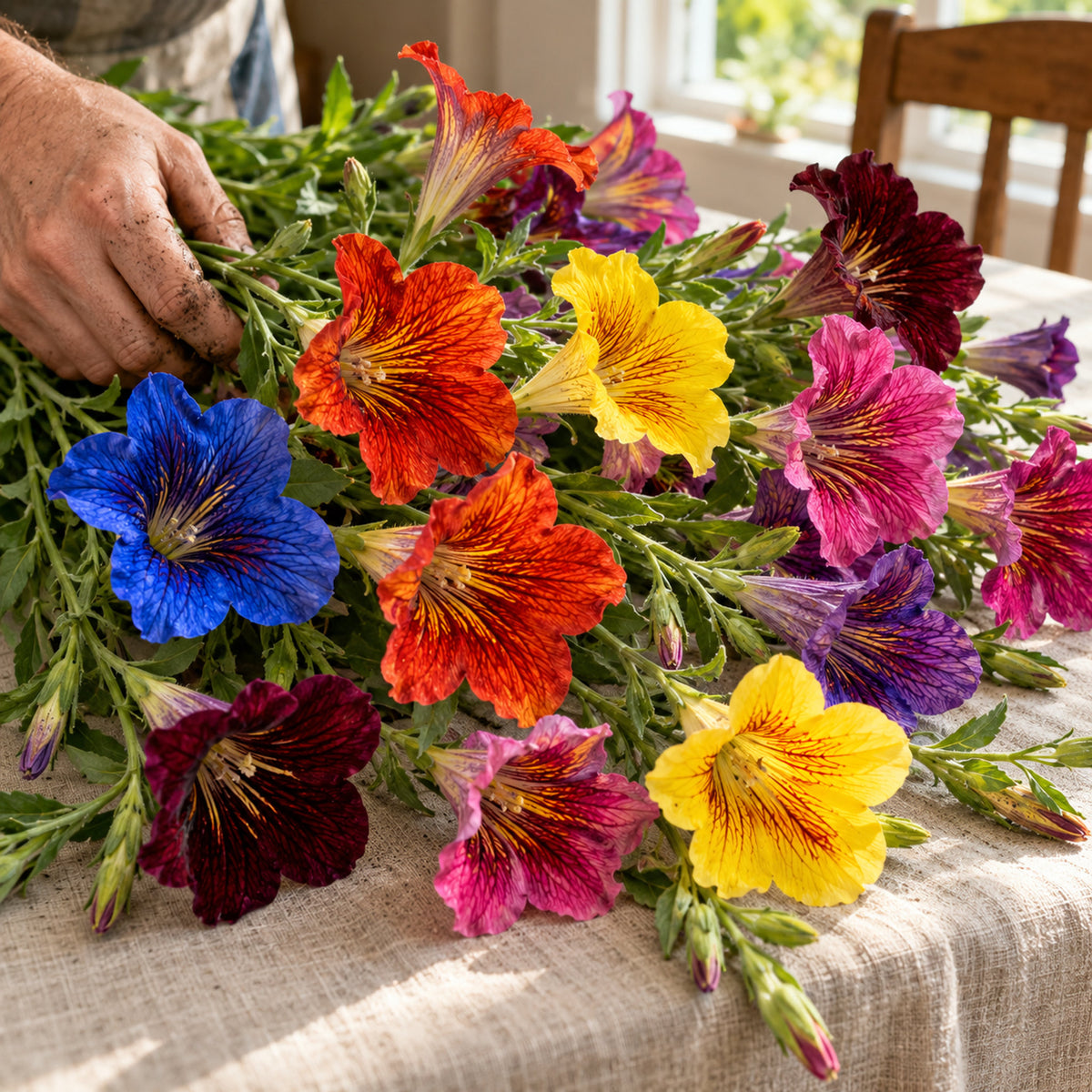 Superbissima Salpiglossis Flower Seeds harvest up close
