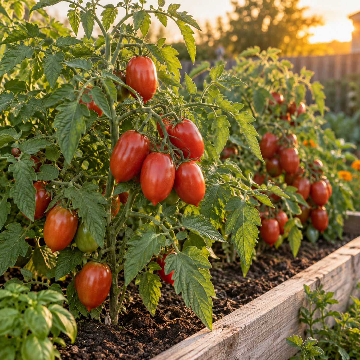 Supremo Bush Roma Sauce Tomato Seeds growing in a home garden