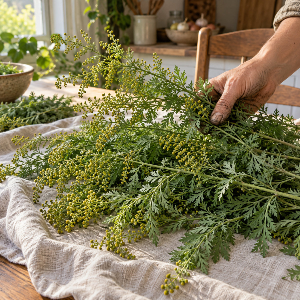 Sweet Annie Aromatic Flower Seeds harvest up close
