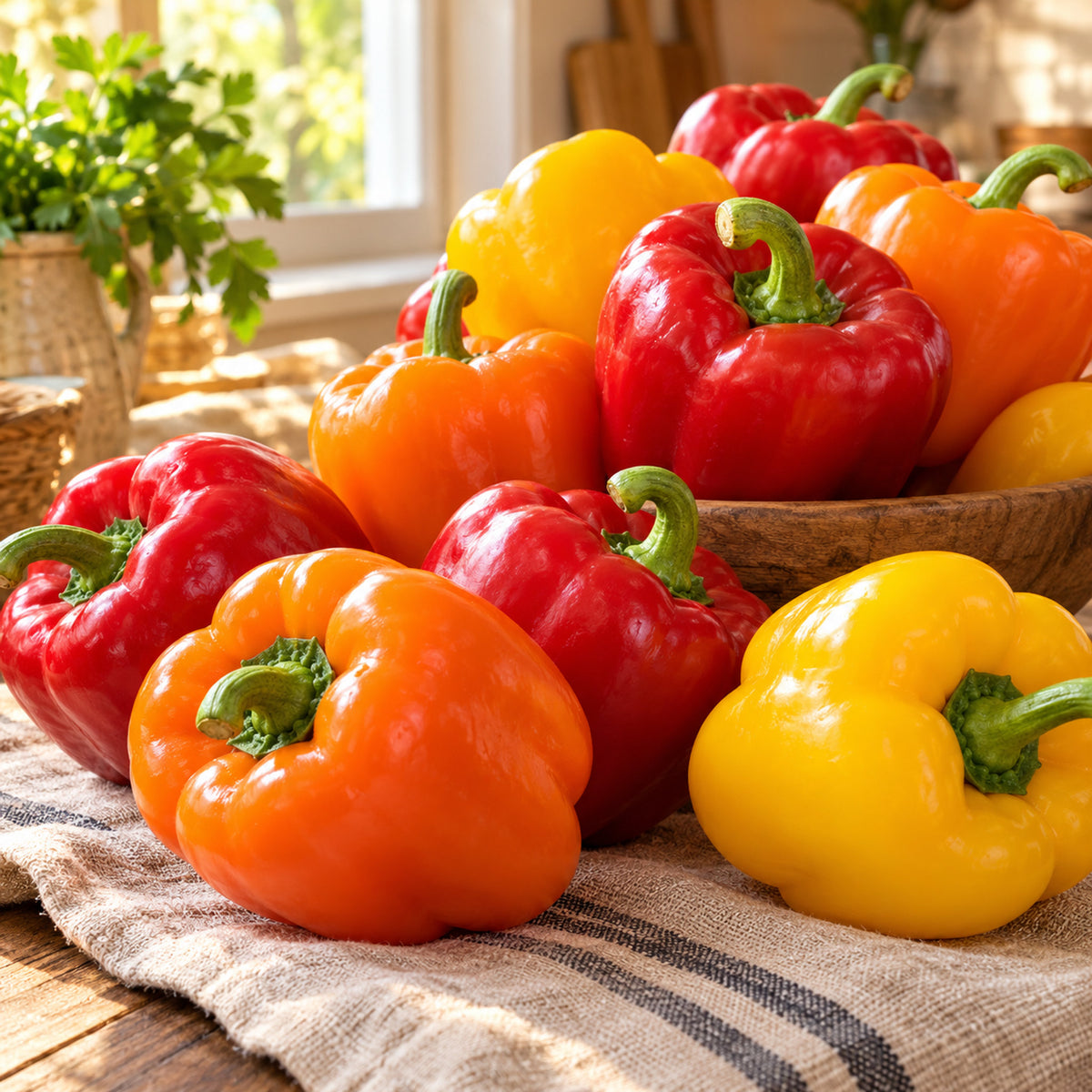 Sweet Bell Pepper Blend Seeds harvest up close