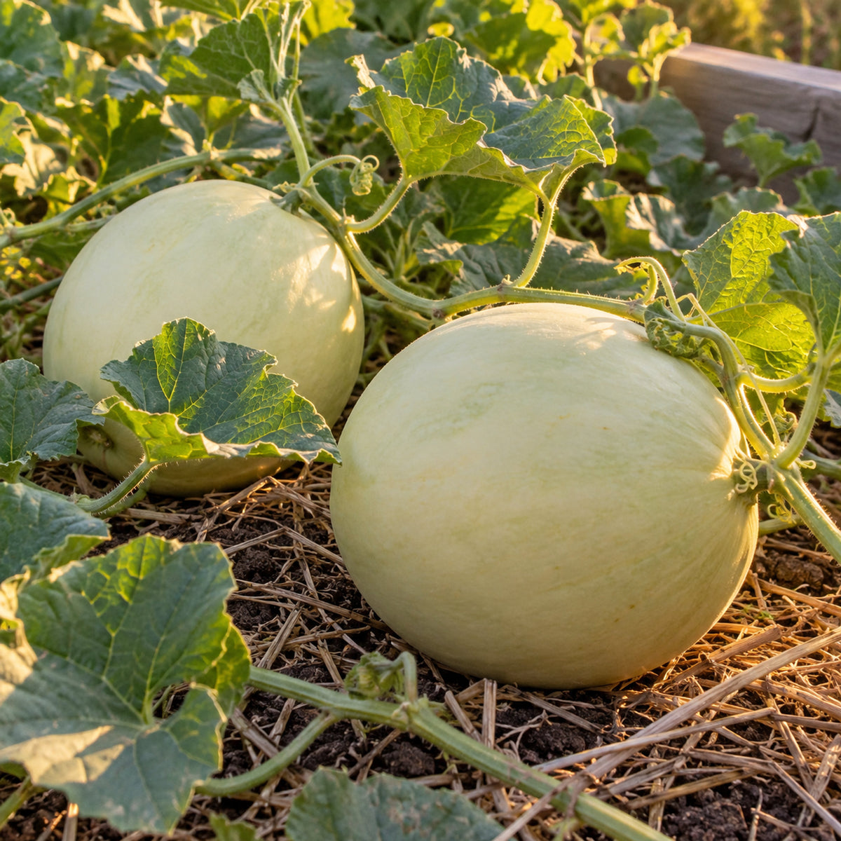 Sweet Delight Honeydew Garden Melon Seeds growing in a home garden
