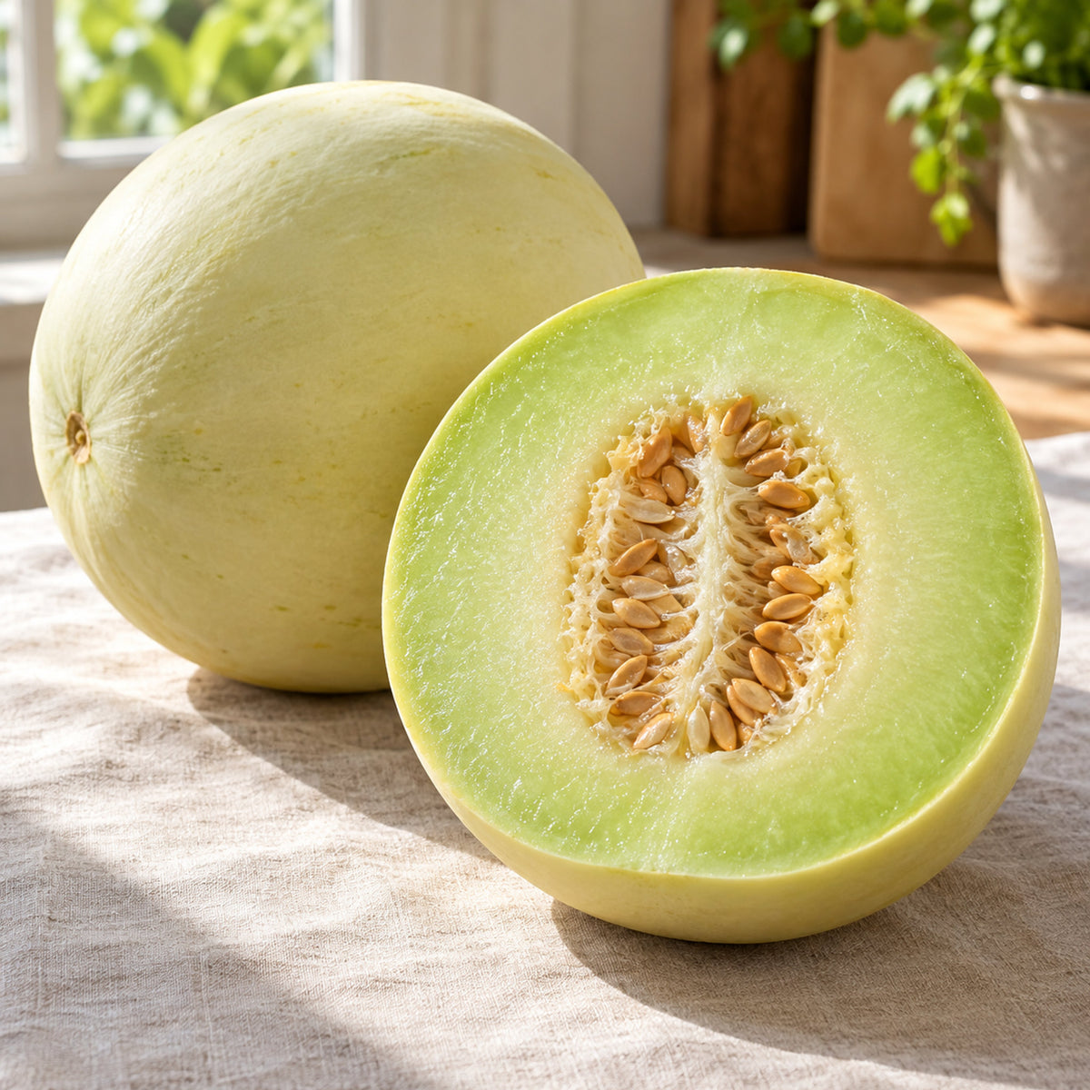 Sweet Delight Honeydew Garden Melon Seeds harvest up close