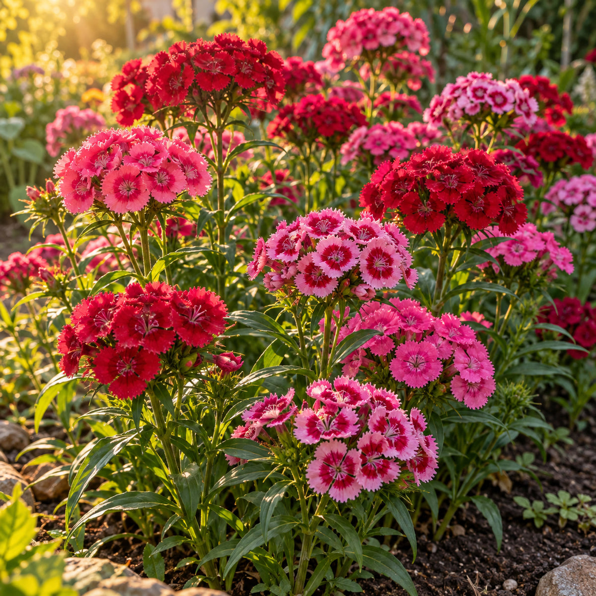 Sweet Rose Magic Sweet William Seeds growing in a home garden