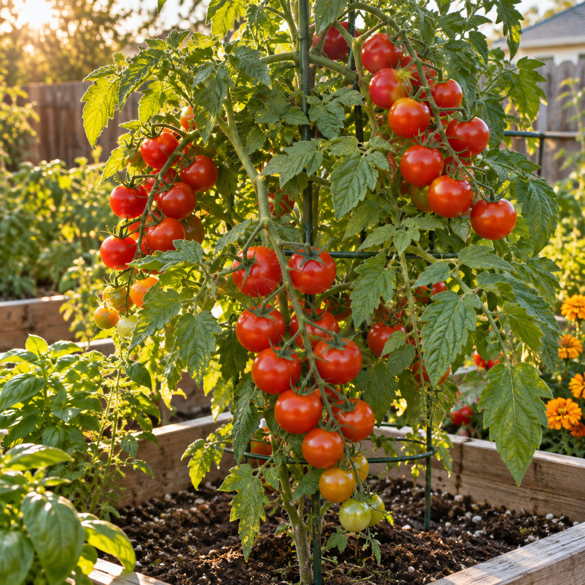 Sweetie Cherry Tomato Seeds growing in a home garden