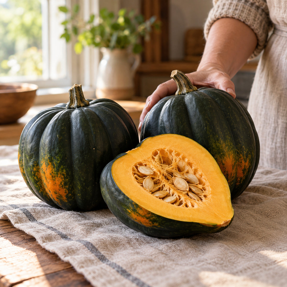 Table King Acorn Squash Seeds harvest up close