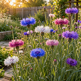 Tall Blend Bachelor's Button Seeds growing in a home garden
