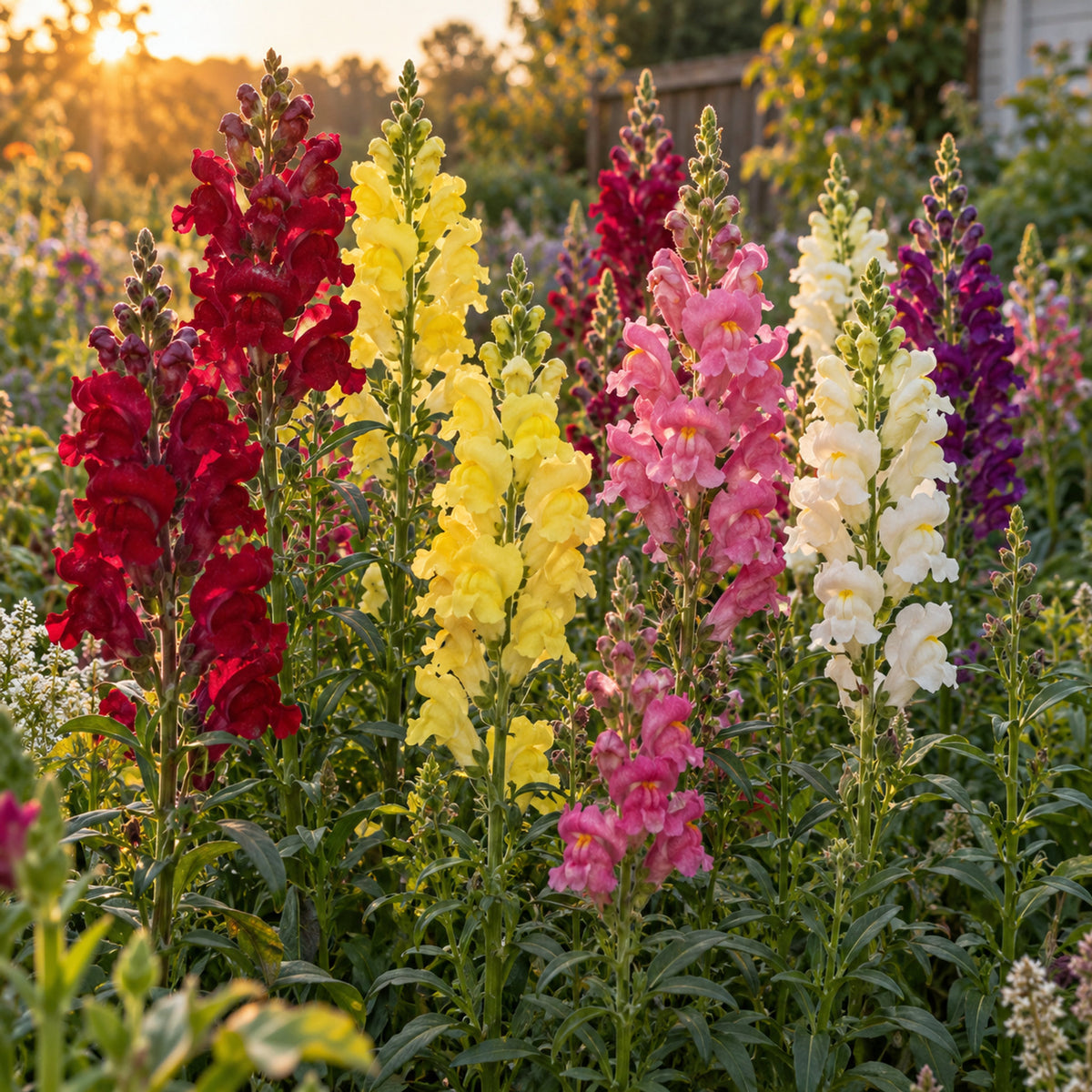 Tall Maximum Blend Snapdragon Seeds growing in a home garden
