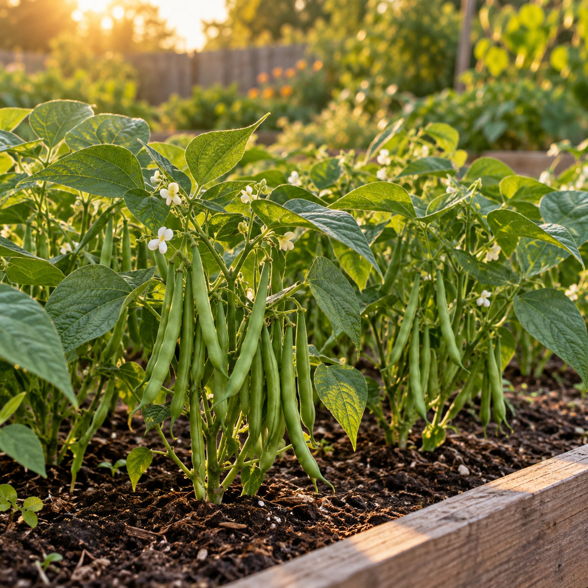 Tavera French Filet Bush Bean Seeds growing in a home garden