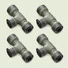 Tee Connector for Irrigation Lines on a soft green background