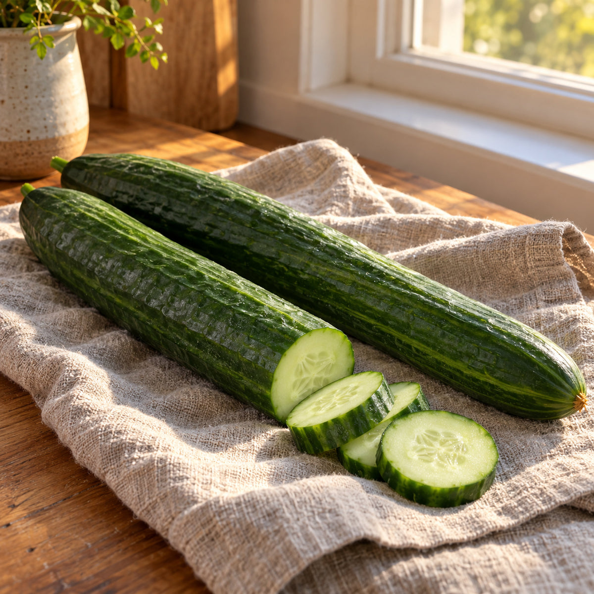 Telegraph Improved Long Cucumber Seeds harvest up close