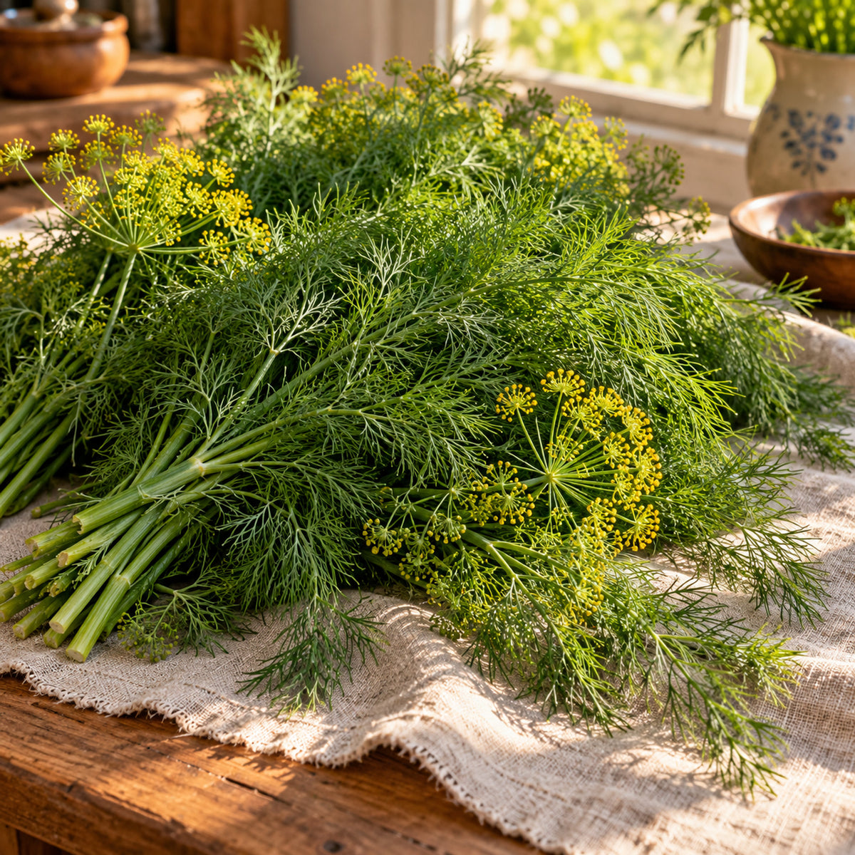 Tetra Dill Herb Seeds harvest up close