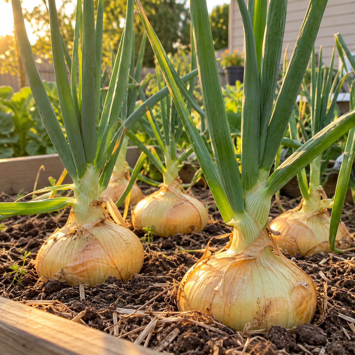 Texas Early Grano Onion Seeds growing in a home garden