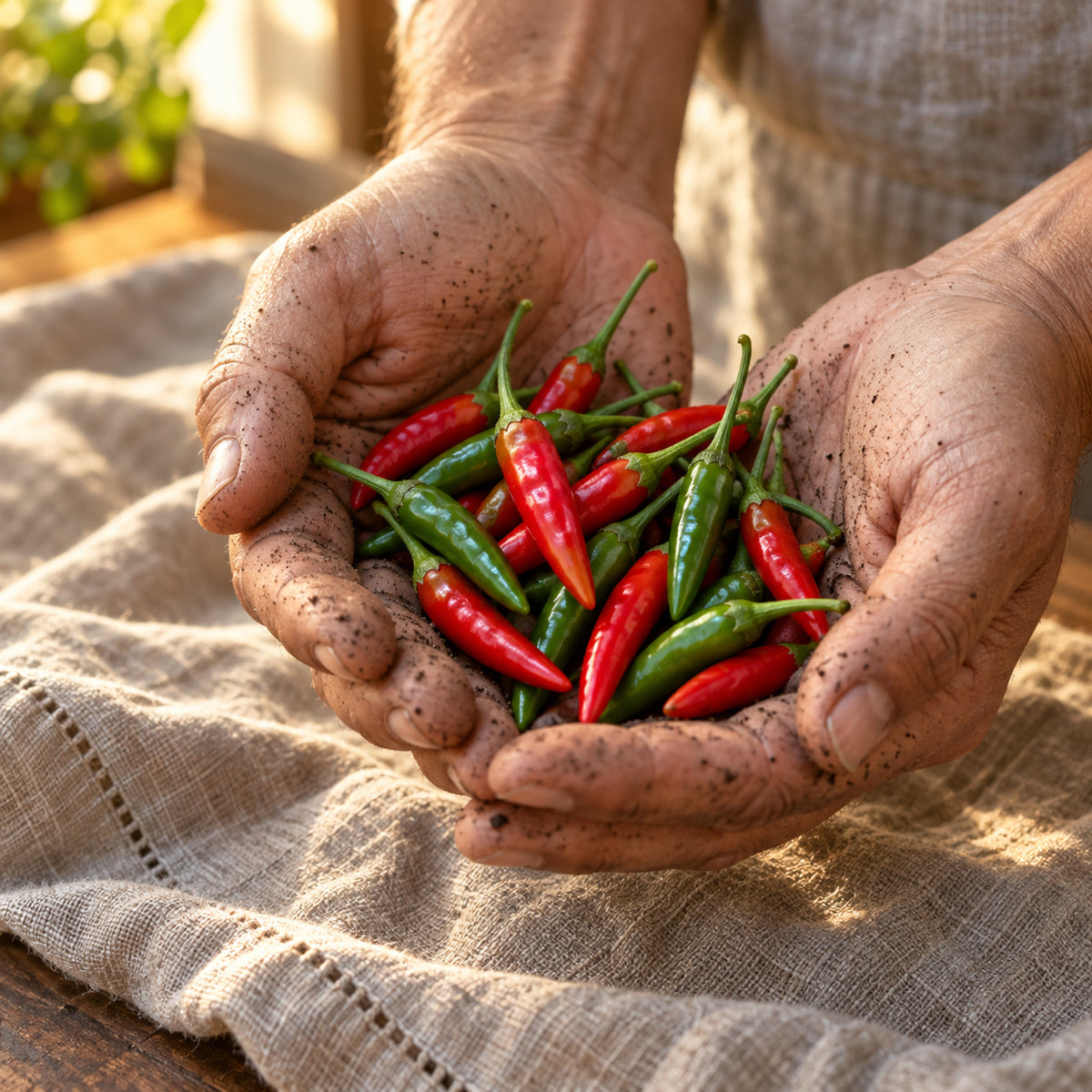 Thai Hot Patio Chile Pepper Seeds harvest up close