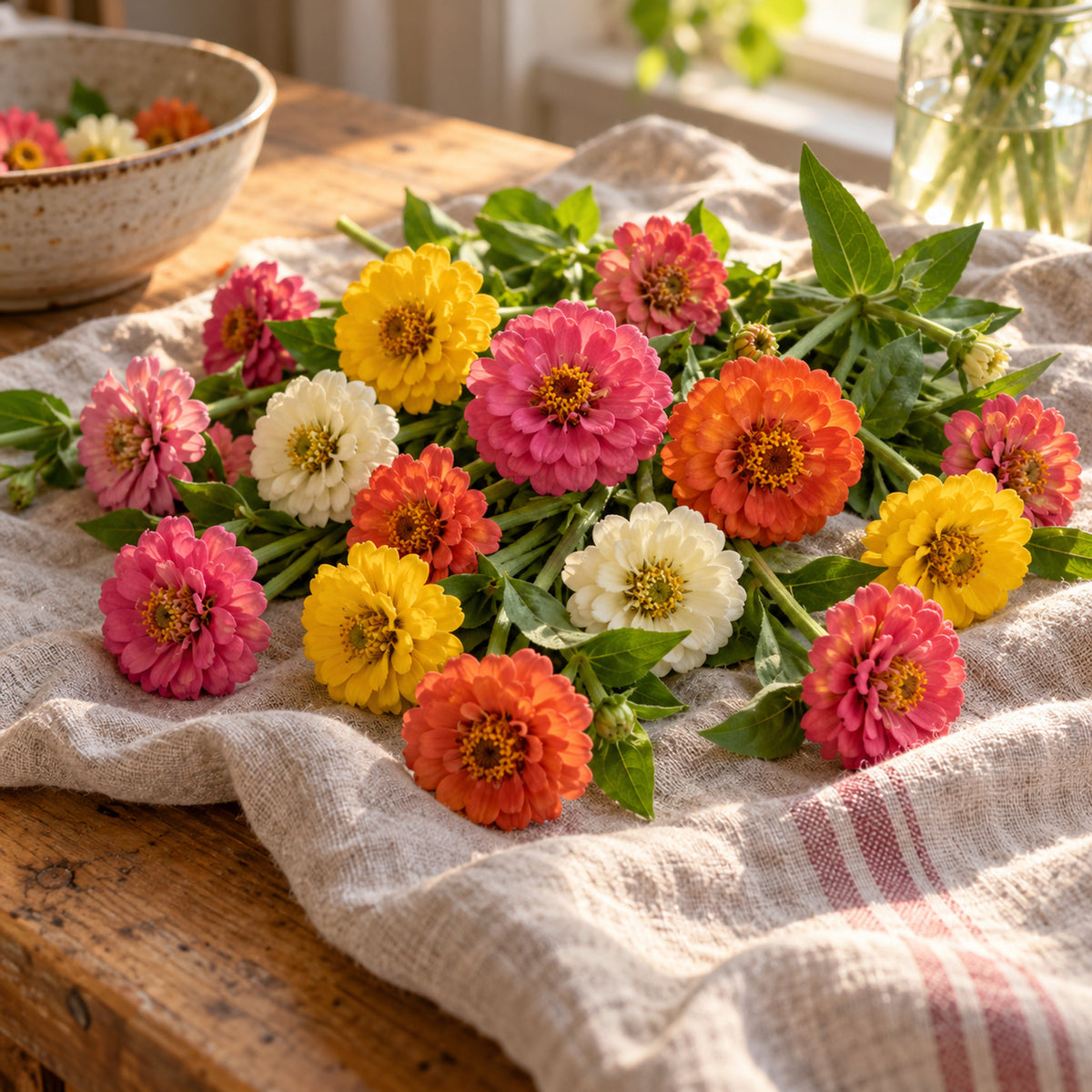 Thumbelina Zinnia Seeds harvest up close