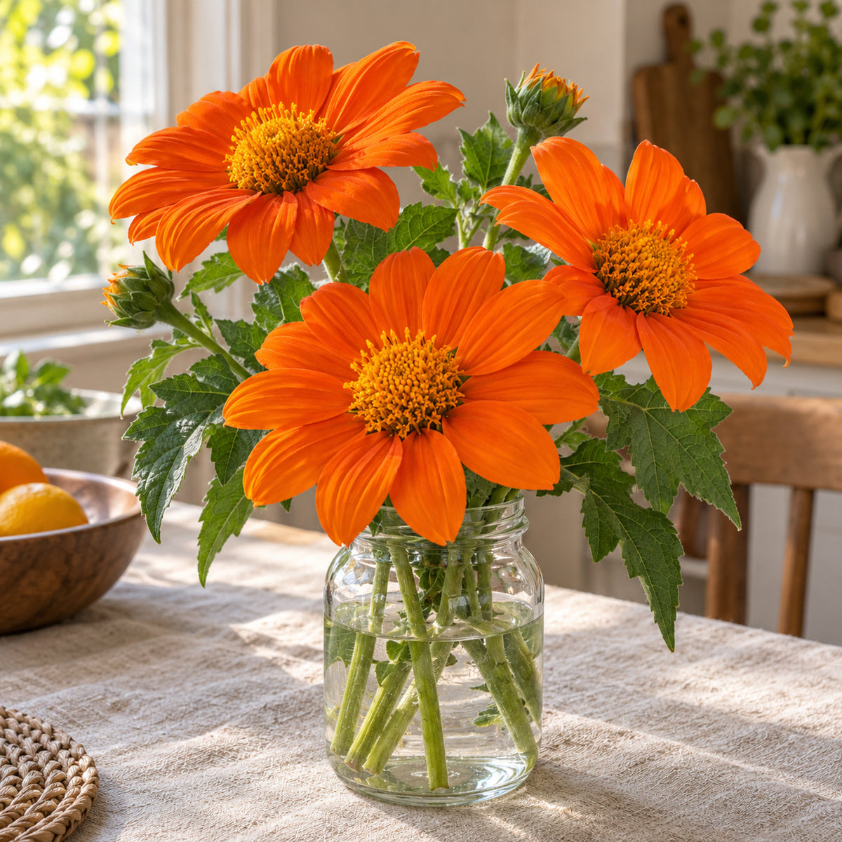 Torch Orange Mexican Sunflower Seeds harvest up close