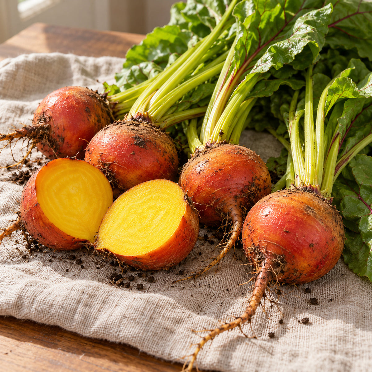 Touchstone Gold Sweet Beet Seeds harvest up close