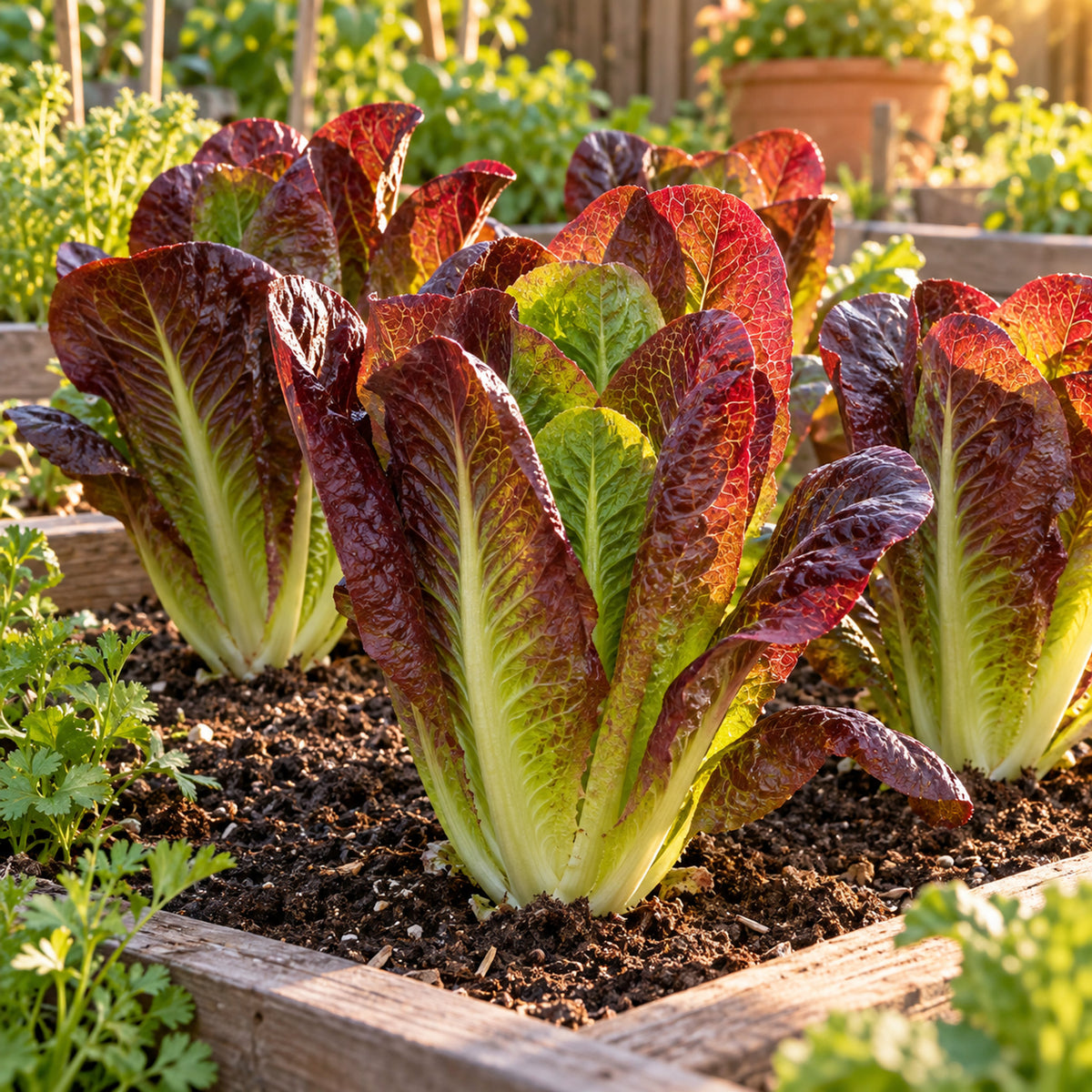 Truchas Mini Romaine Lettuce Seeds growing in a home garden