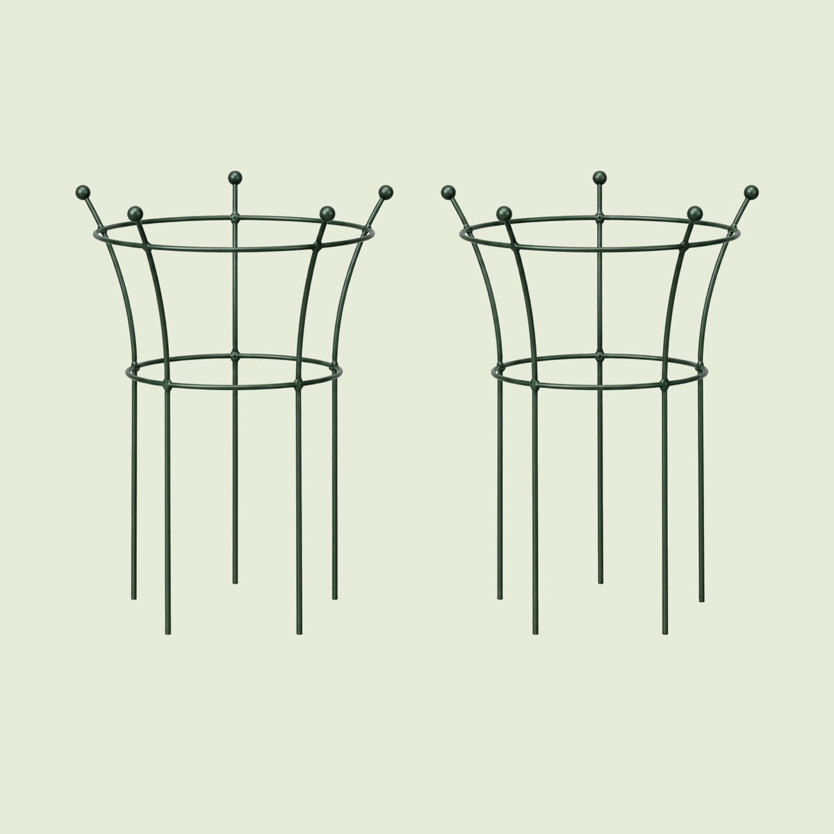 Trumpet Flower Support Cage, 2 Pack on a soft green background