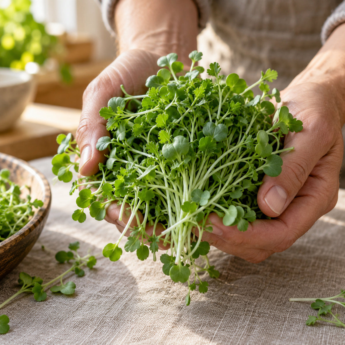 Upland Cress Spicy Microgreens Seeds harvest up close
