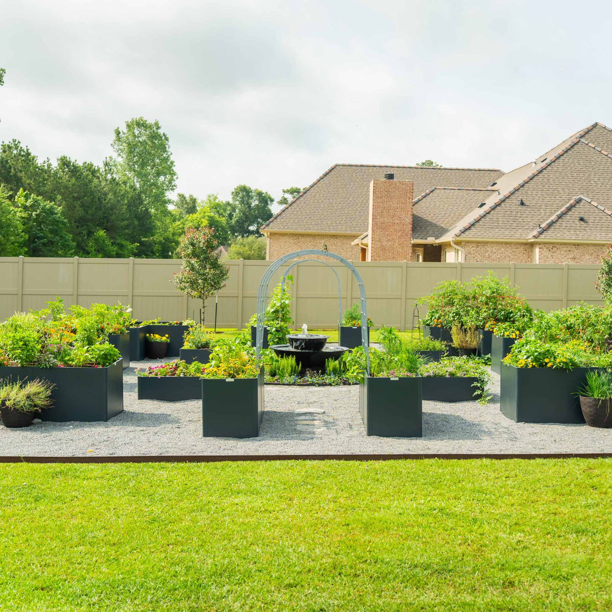 32-Inch-Tall L-Shaped Metal Raised Bed, 83 x 83 Inches