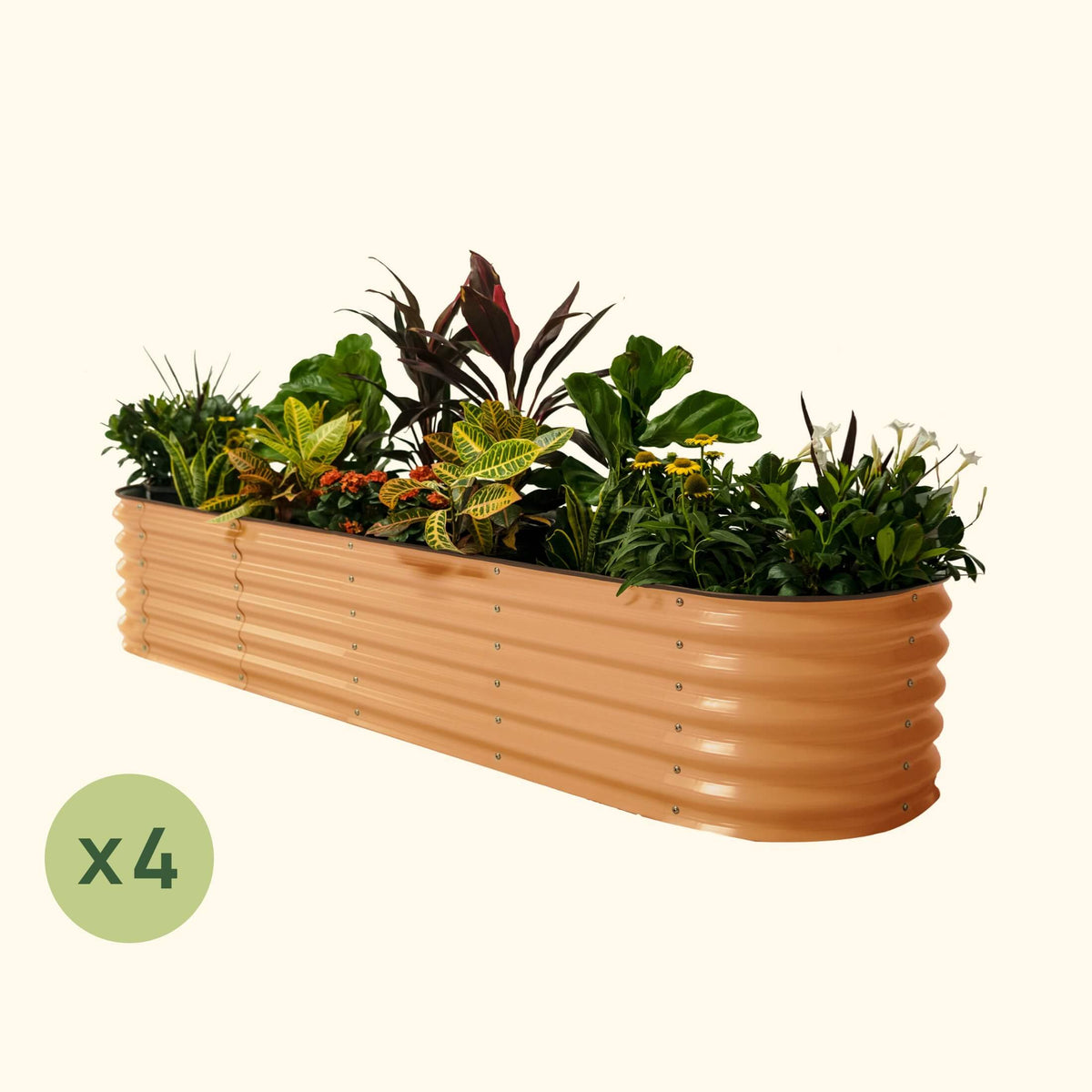 Product photo of four 17-inch modular metal raised beds