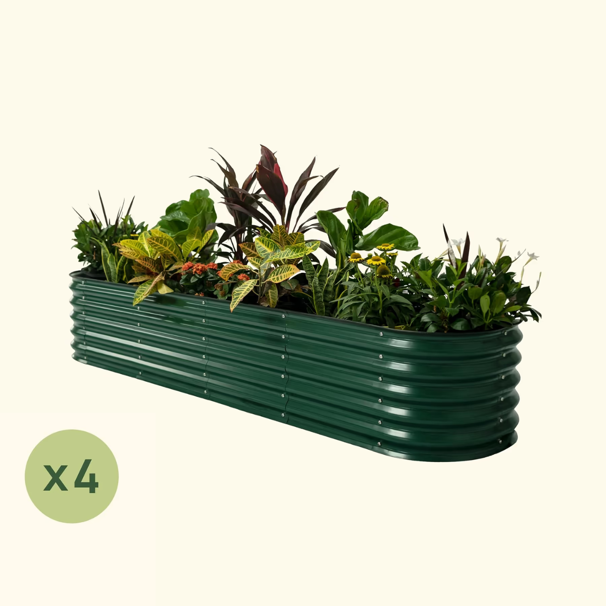 Product photo of four 17-inch modular metal raised beds