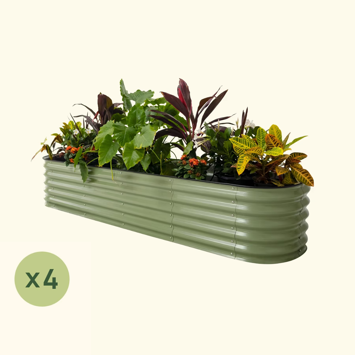 Product photo of four 17-inch modular metal raised beds
